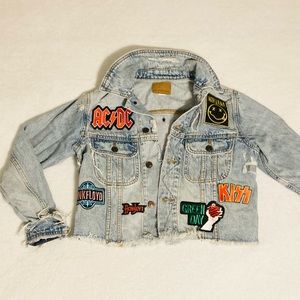 Custom Retro Rock/Metal Patch Denim Jacket